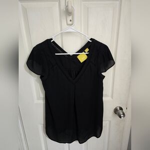 Mauve Womens V-Neck Short Sleeve Blouse Black Size 2